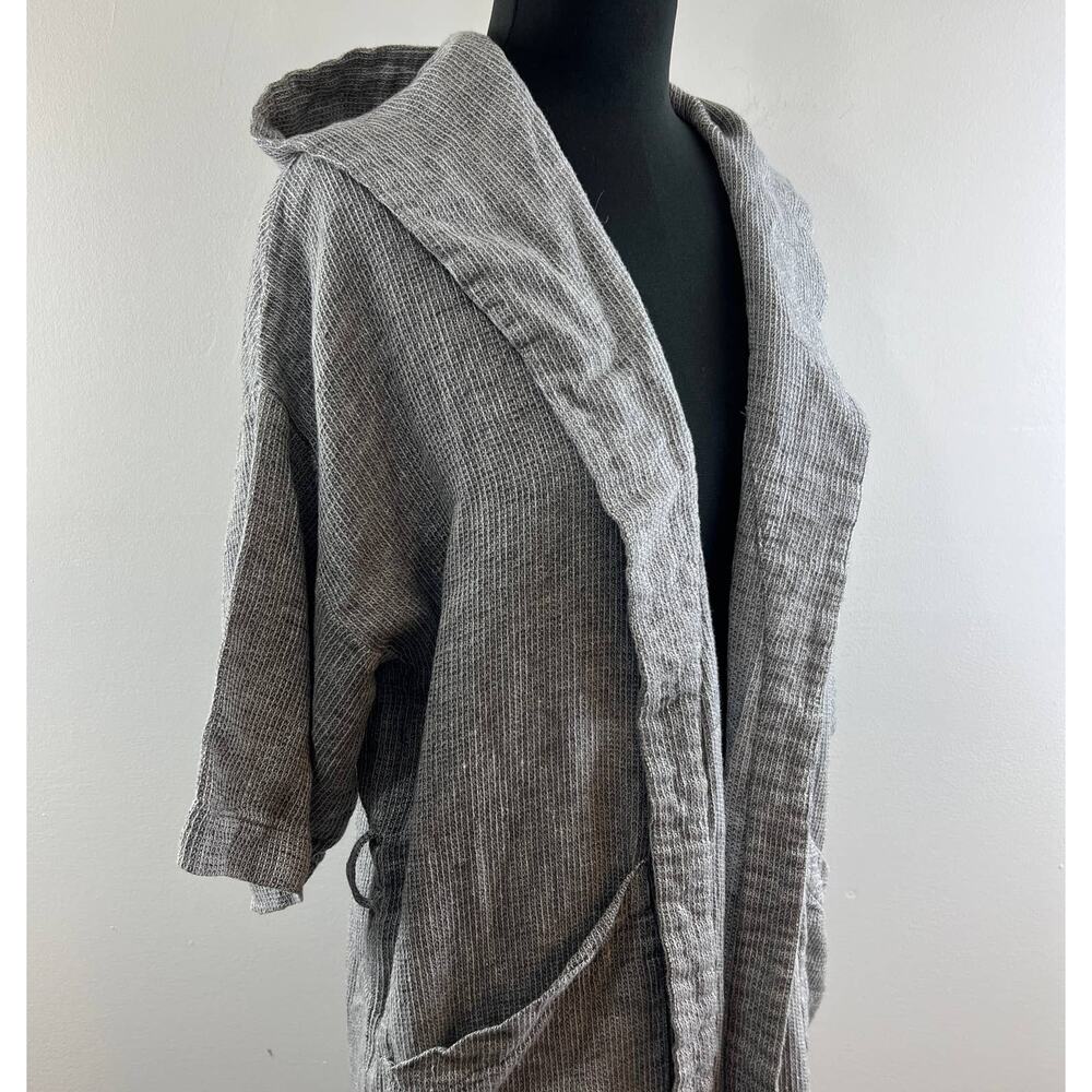 Swan Made In NY Gray Half Sleeve Open Front Hooded Cardigan Sweater Robe Size S - Picture 3 of 9